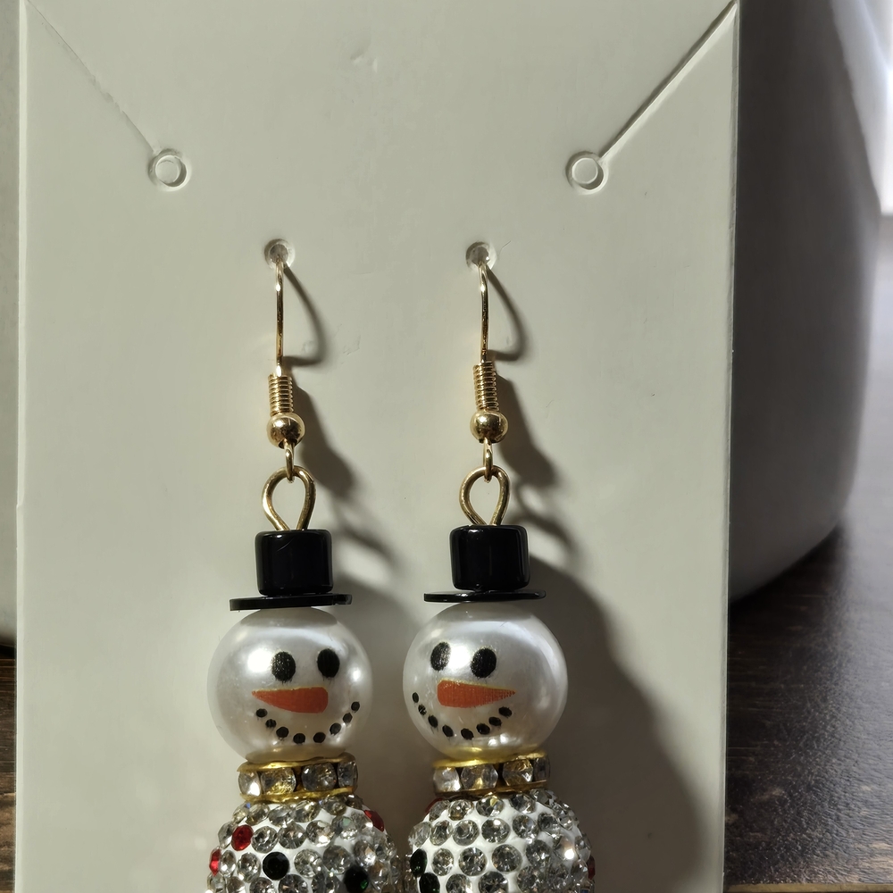 Charming Snowman Earrings with Gold Accents